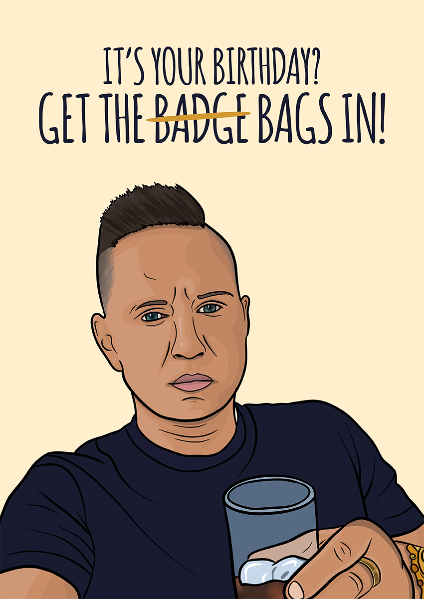 Goofcat Greetings - Get the Bags in tiktok chef dave birthday card, get the badge in