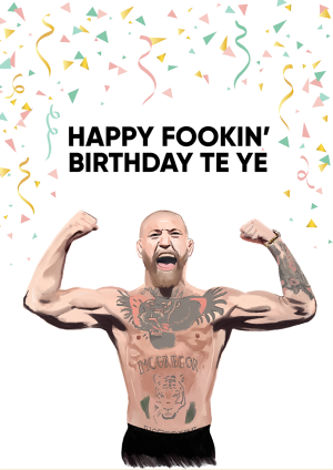 illustration of Conor Mcgregor from the UFC birthday card with irish twist message