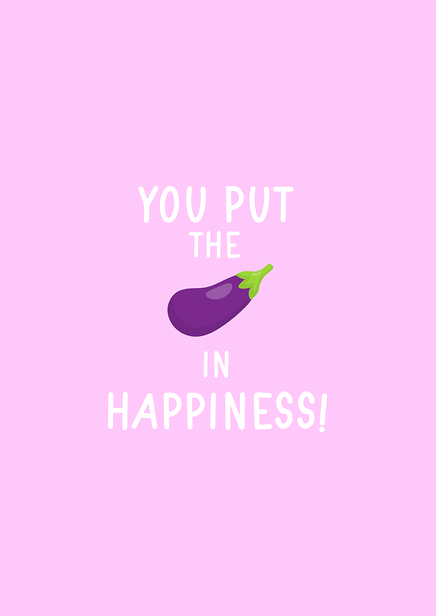 Goofcat Greetings - The Penis in Happiness! adult rude eggplant emoji birthday, valentines and anniversary card perfect for boyfriend or husband
