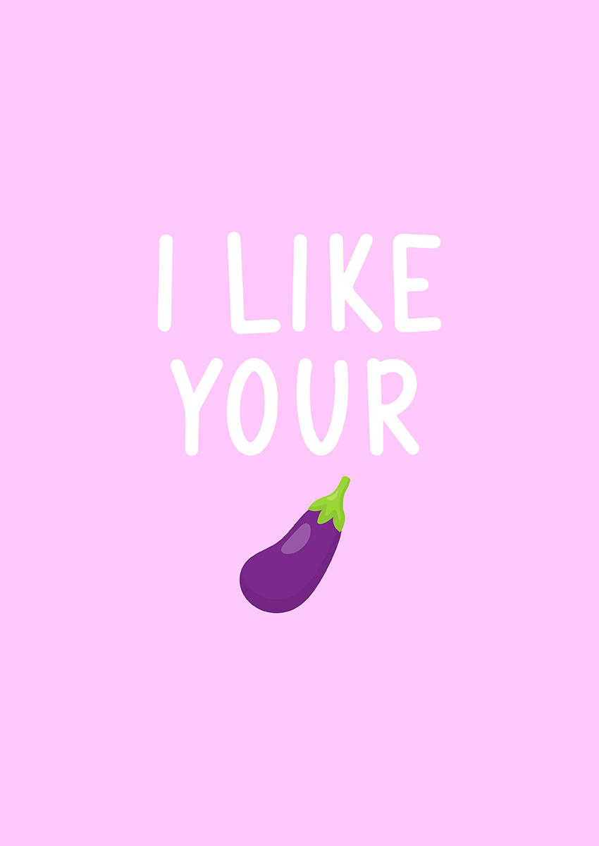 Goofcat Greetings - I Like Your Eggplant adult rude eggplant emoji birthday, valentines and anniversary card perfect for boyfriend or husband