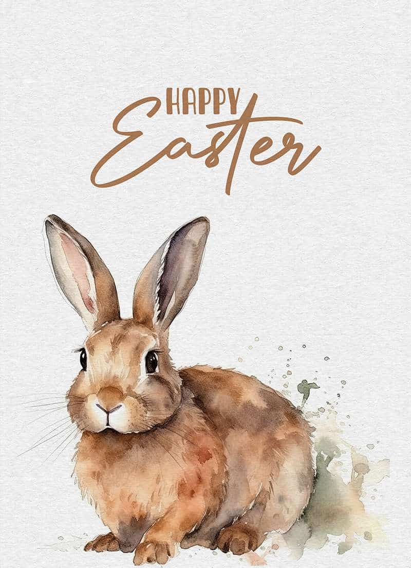 Cute Easter Bunny Card, Hand Drawn Rabbit Watercolour Painting, Greeting Card, Cards For Her, Cards For Mum, Cards for Grandma