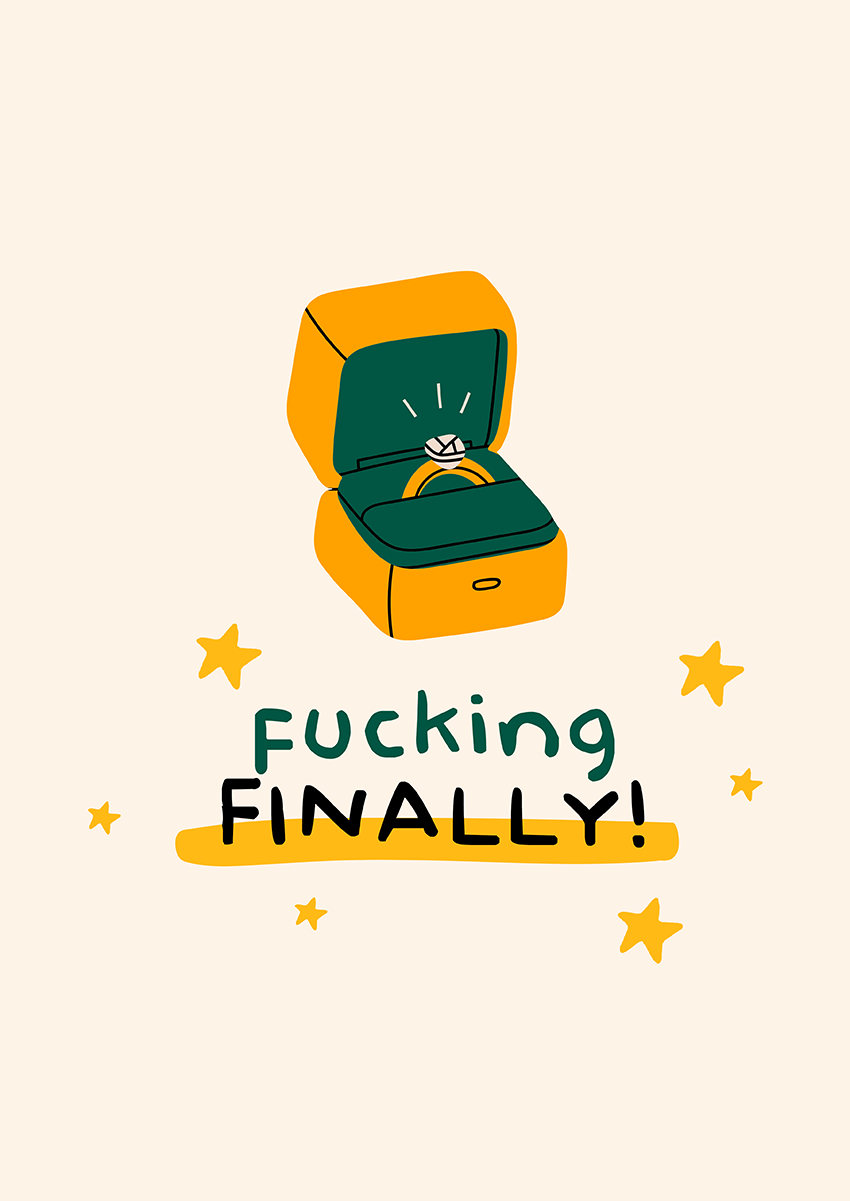 Goofcat Greetings - Fucking Finally Fucking Finally! Wedding Congratulations Card