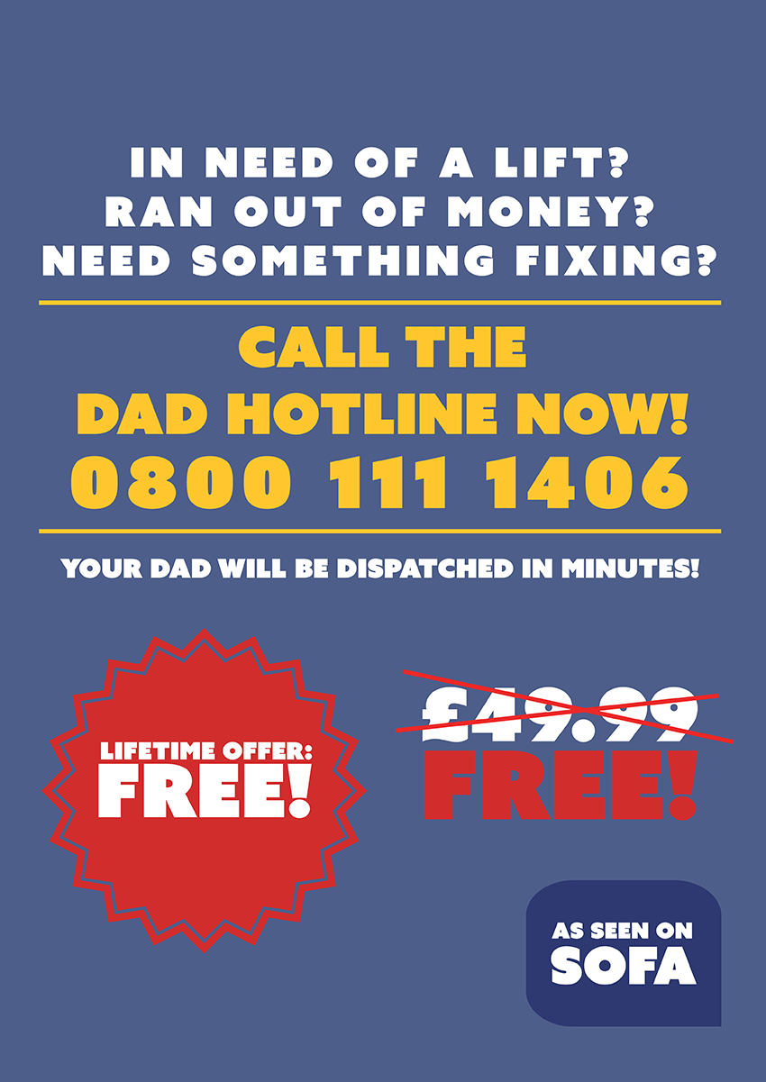 Goofcat Greetings - Dad Hotline Dad Hotline Father's Day Card
