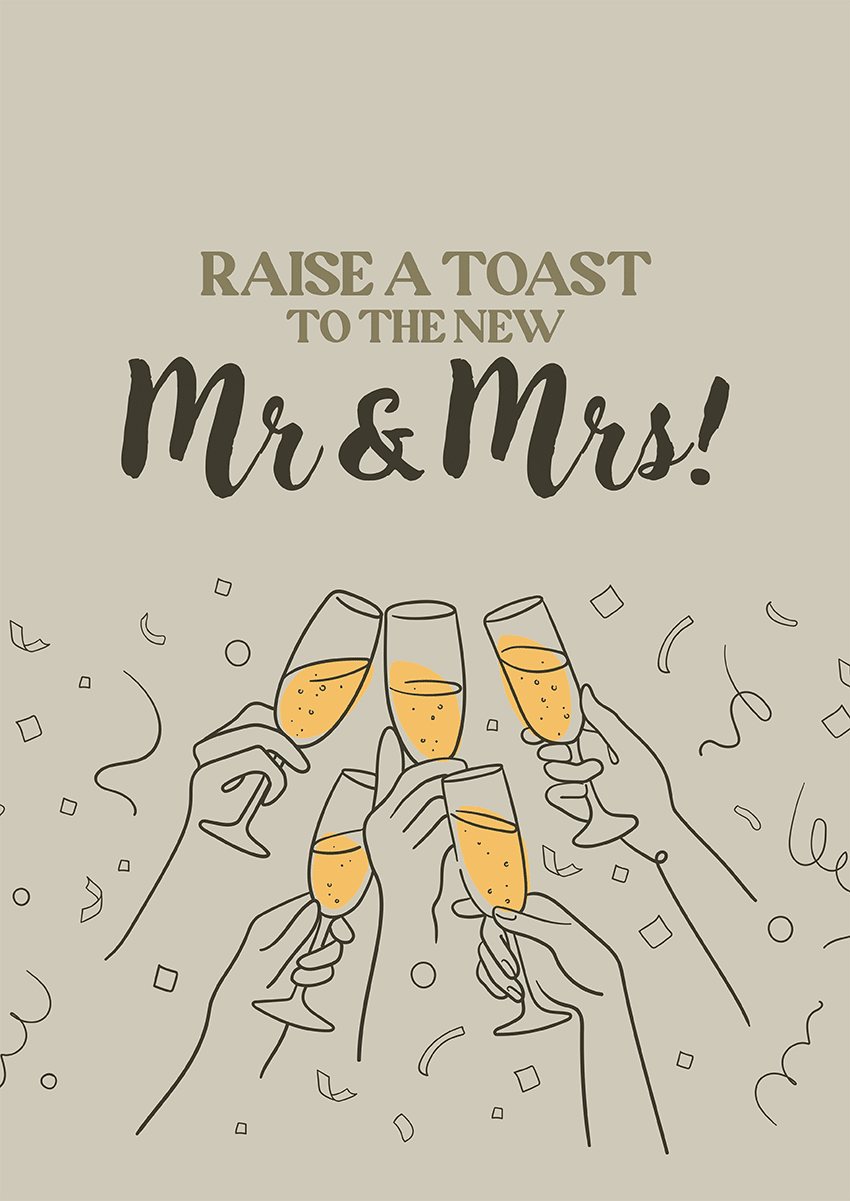 Goofcat Greetings - Raise a Toast Raise a Toast! Wedding Congratulations Card