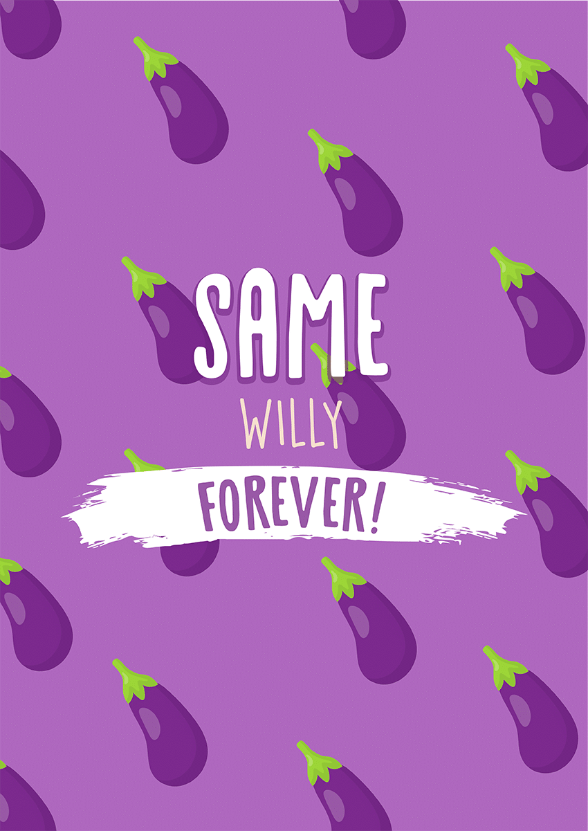 Goofcat Greetings - Same Willy Forever! Same Willy Forever! Wedding Congratulations Card