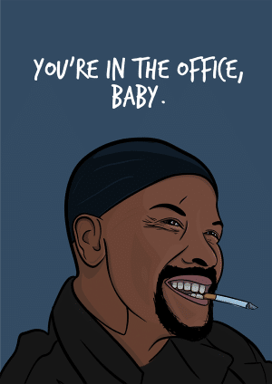 Denzel Washington You're In The Office Baby New Job Card Congratulations Card