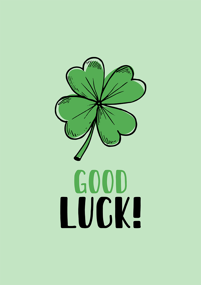 Goofcat Greetings - Four Leaf Clover Four Leaf Clover Good Luck Card