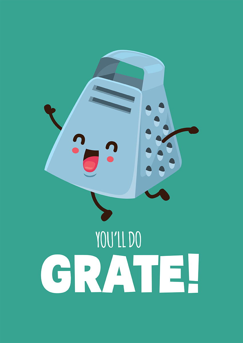 Goofcat Greetings - You'll do Grate! You'll do Grate! Good Luck Card