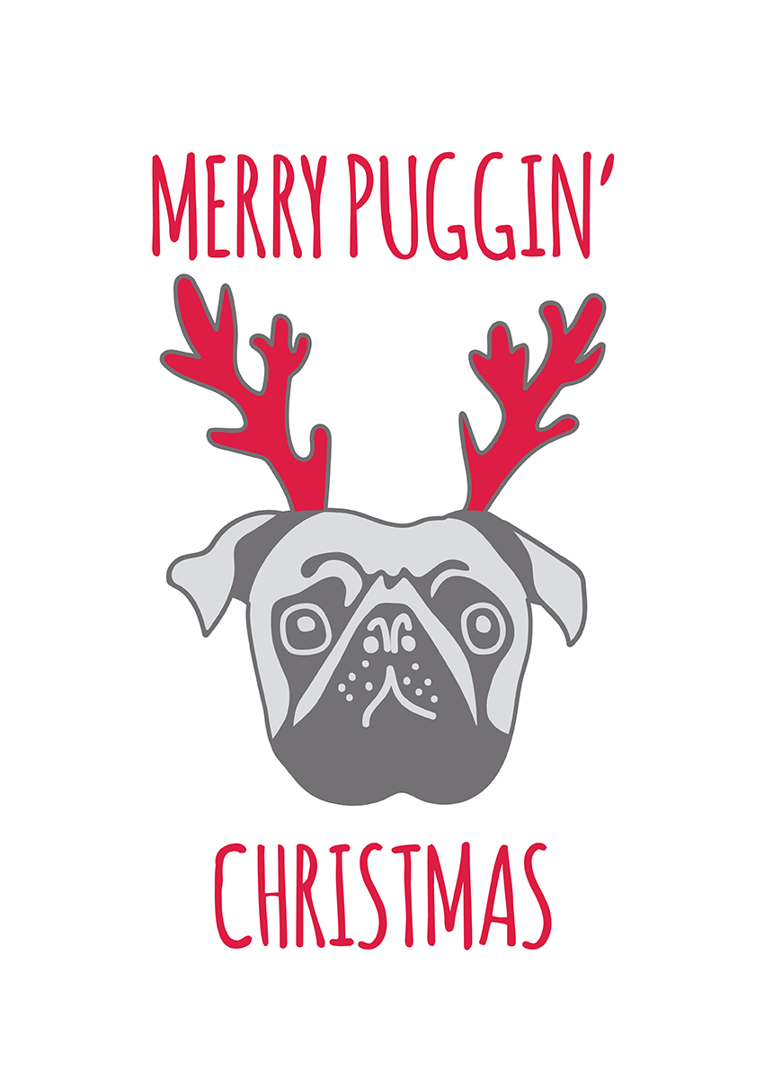 Goofcat Greetings - Christmas Pug Christmas Pug Christmas Card