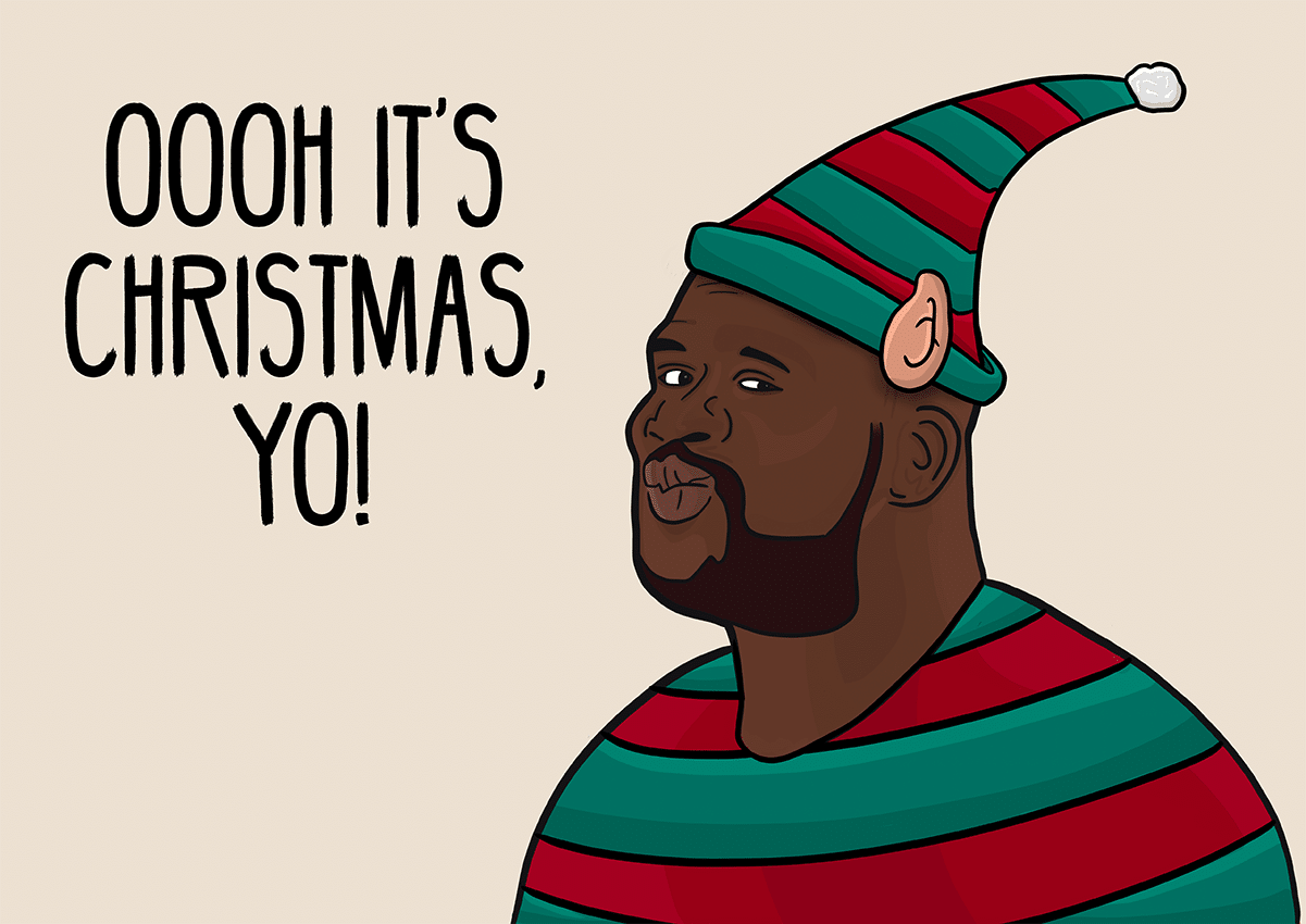 Goofcat Greetings - Elf Shaq Shimmy Shaq Shimmy Elf Christmas Card