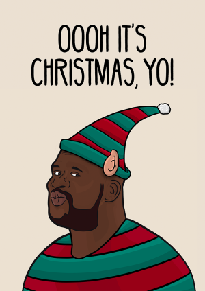 Shaq Shimmy Elf Christmas Card