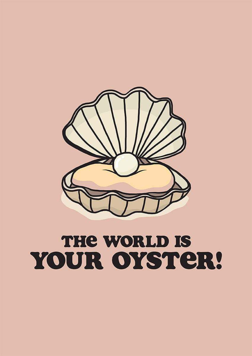 Goofcat Greetings - World Is Your Oyster! The World is Your Oyster Good Luck Card