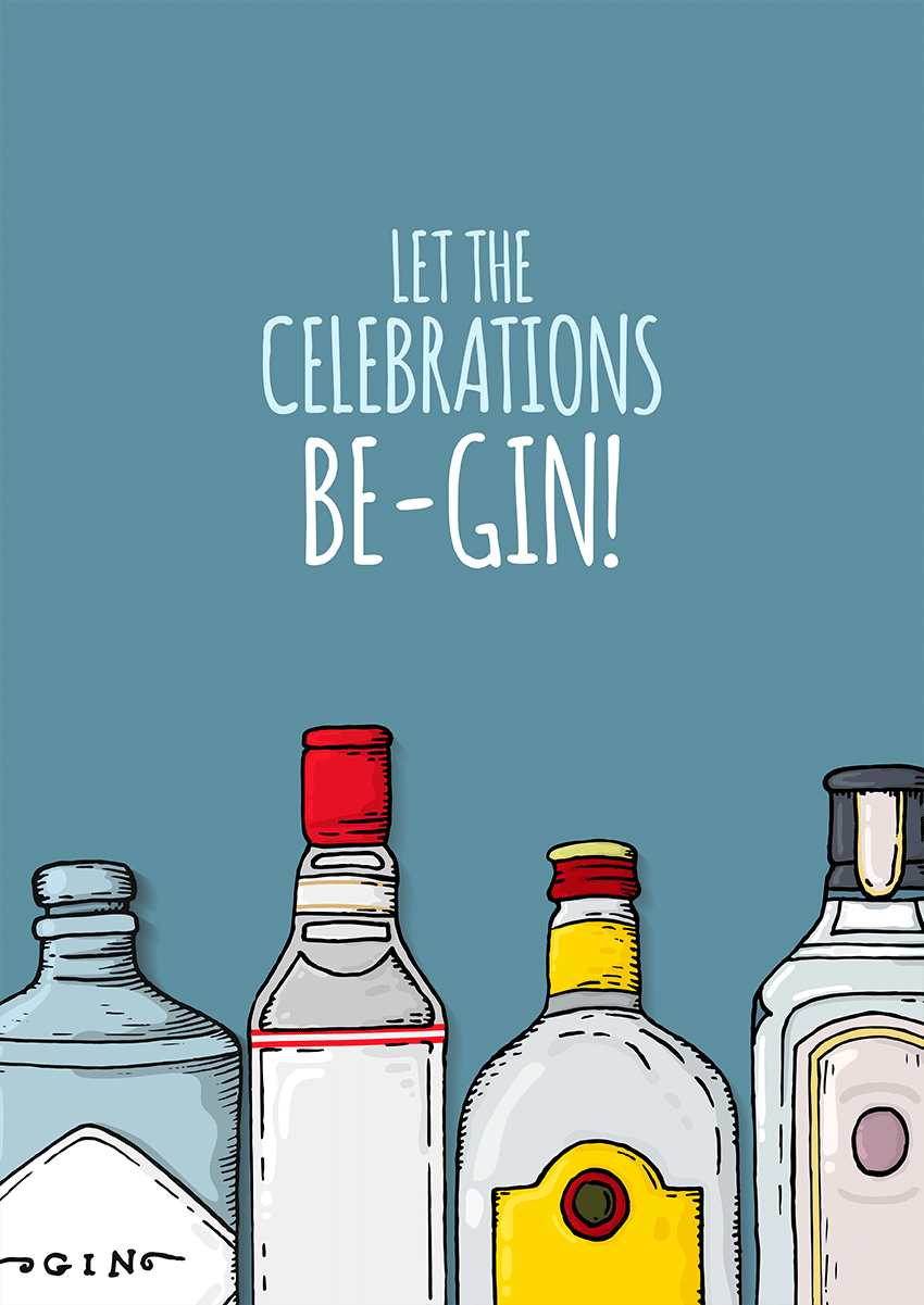 Goofcat Greetings - Celebrations Be GIN Gin Card Celebrations Be Gin Be-Gin Graduation Card