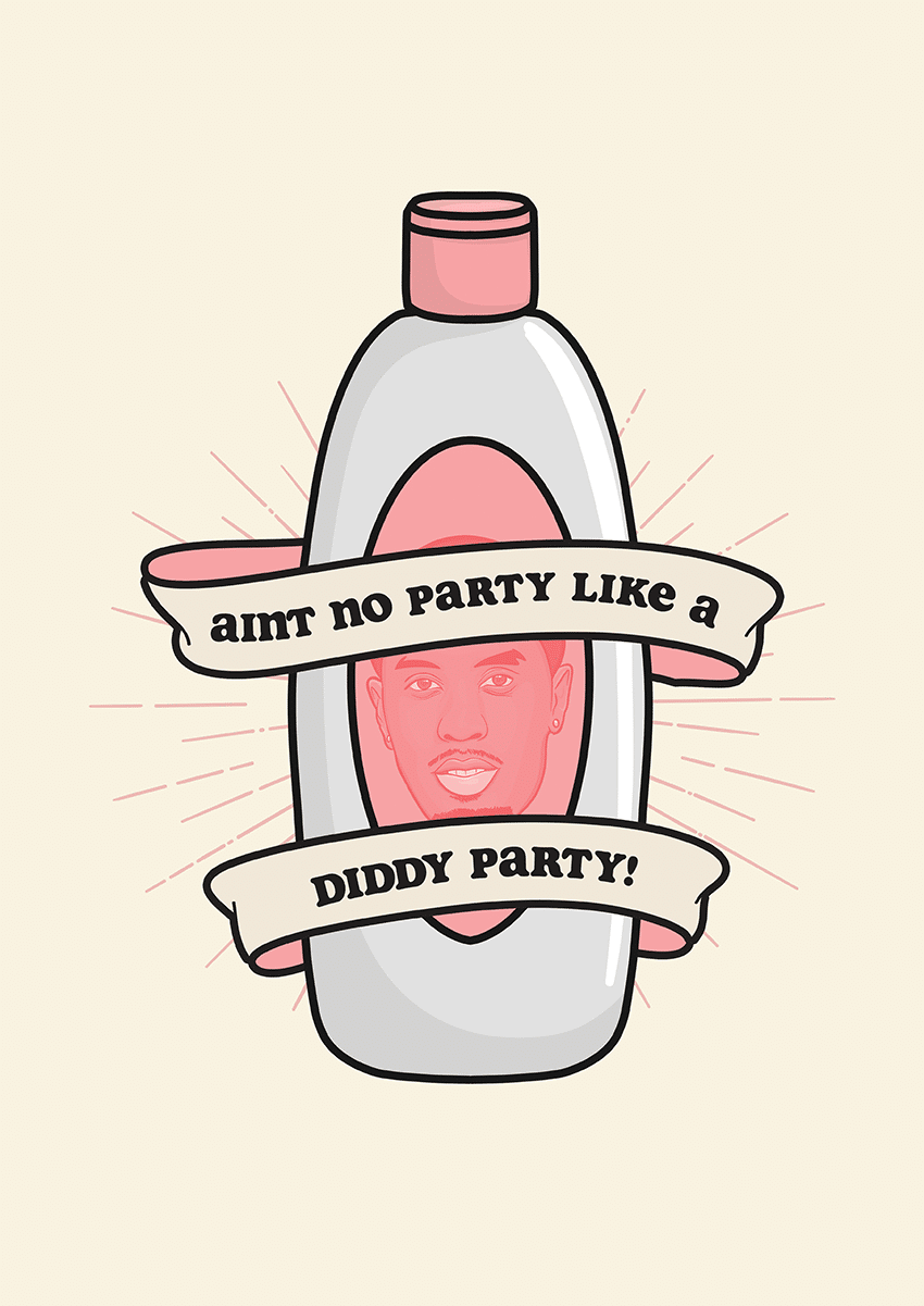 Goofcat Greetings - Diddy Baby Oil Puff Daddy Sean Combs P Diddy Baby Oil Birthday Card