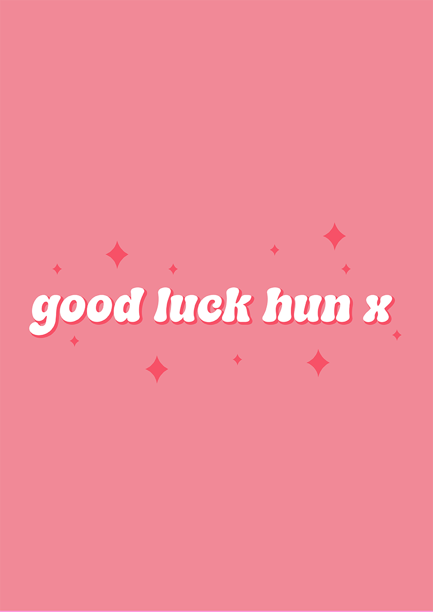 Goofcat Greetings - good luck hun x good luck hun x Good Luck Card