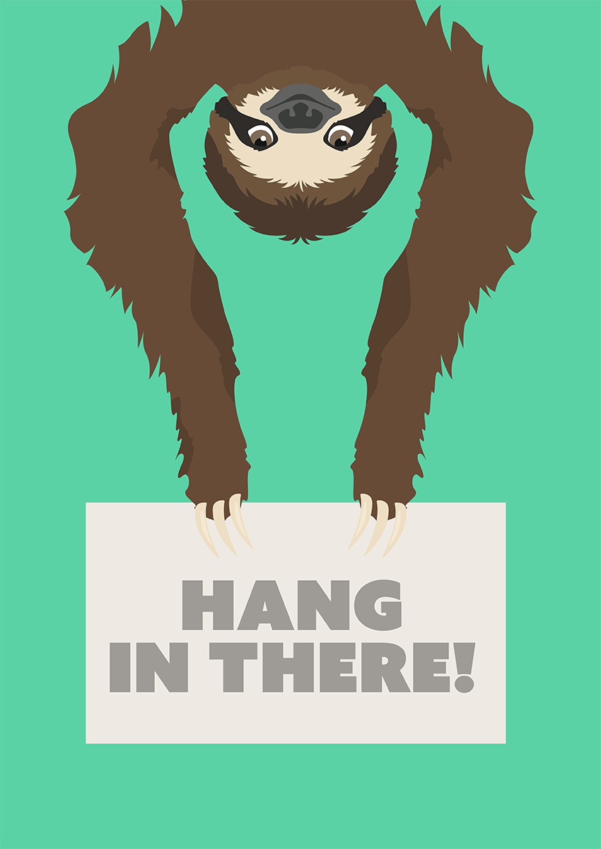 Goofcat Greetings - Hang In There! Hang In There Sloth Good Luck Card