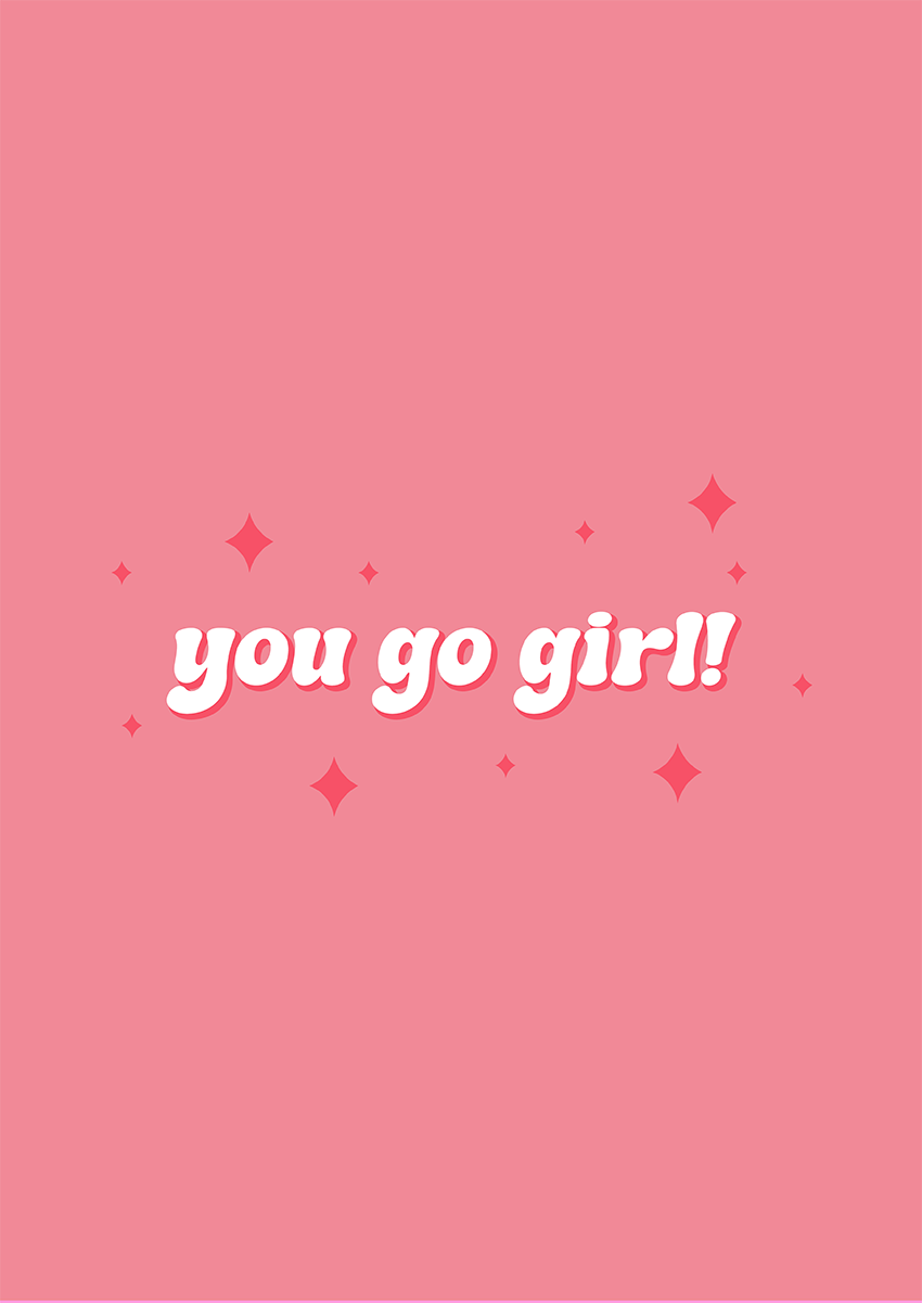 Goofcat Greetings - you go girl! You Go Girl! Good Luck Card