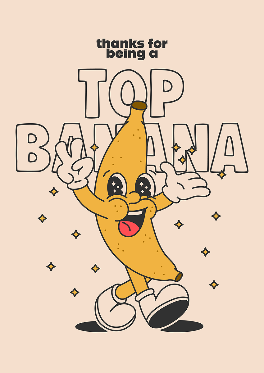 Goofcat Greetings - Top Banana Top Banana Thank You Card