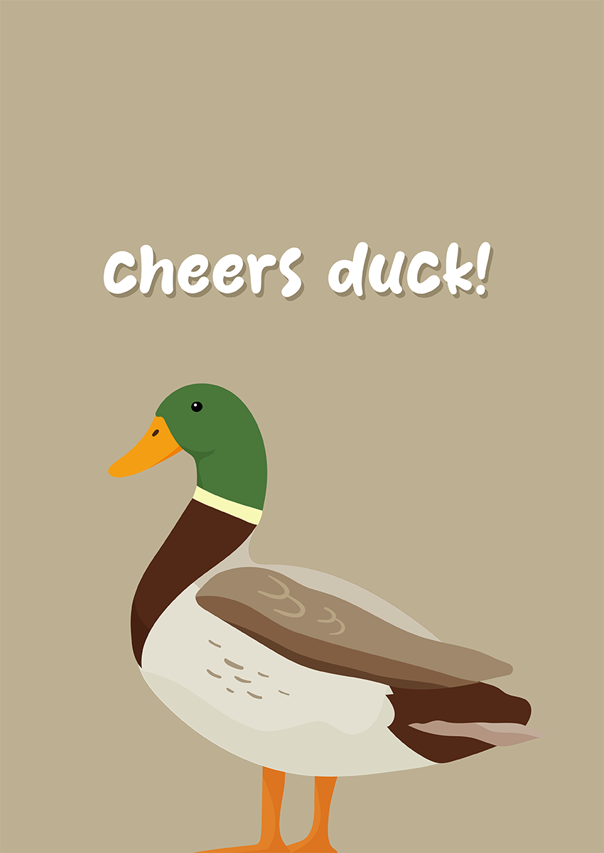 Goofcat Greetings - Cheers Duck Cheers Duck! Thank You Card