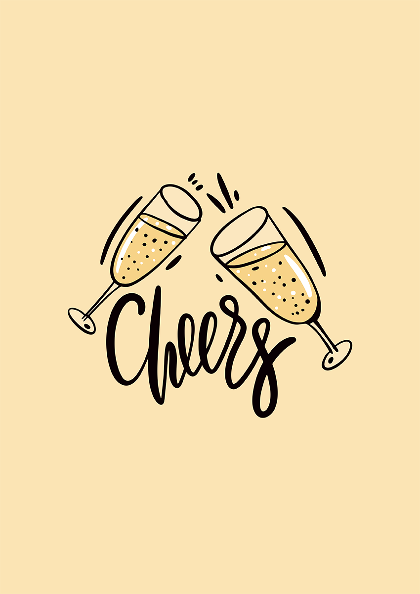 Goofcat Greetings - Cheers Champagne Champagne Cheers! Thank You Card