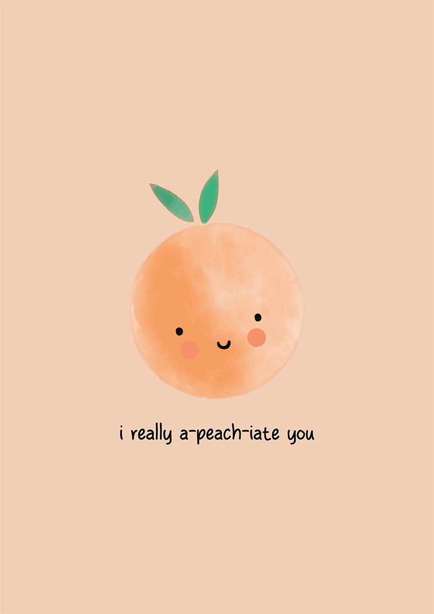 Goofcat Greetings - A-Peach-iate Peach Thank You Card
