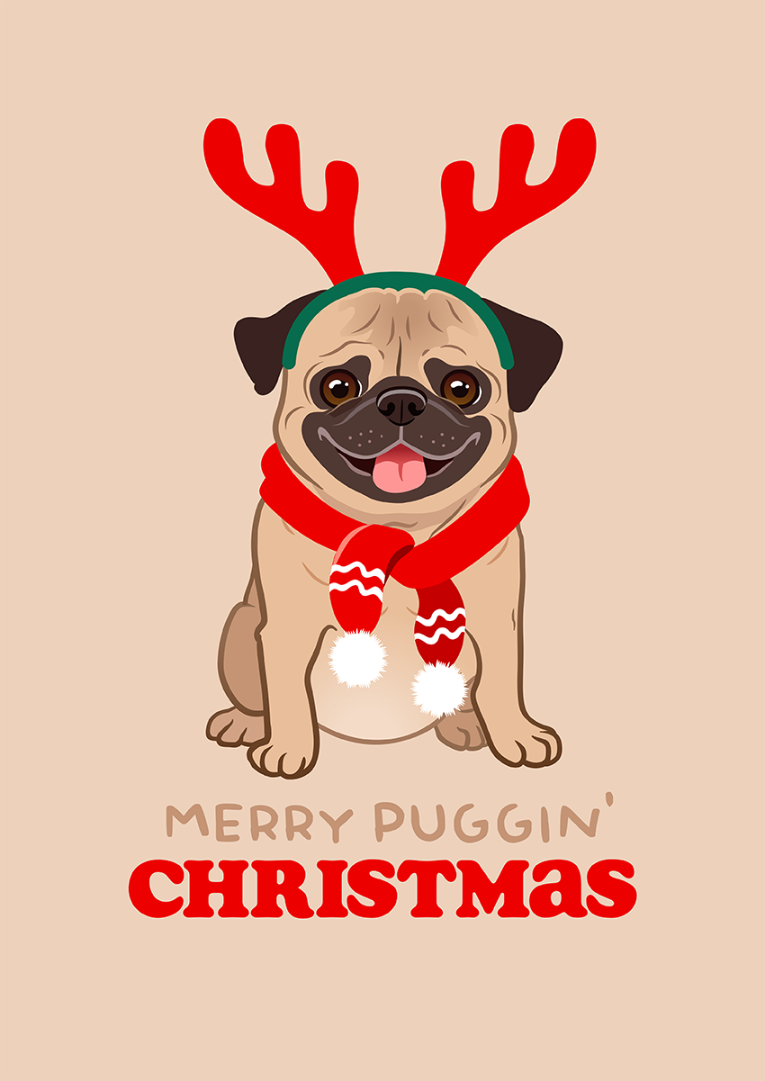 Goofcat Greetings - Pug Christmas Card Pug Christmas Card, Christmas Pug, Pug Lover