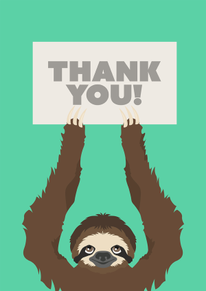 Sloth Thank You Card