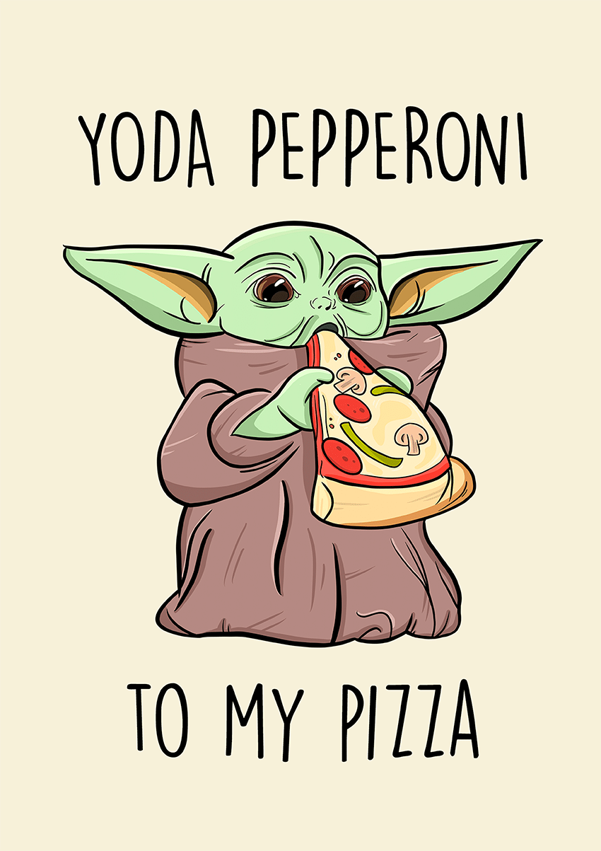 Goofcat Greetings - yoda pepperoni Baby Yoda Star Wars Card Valentine's Day Card