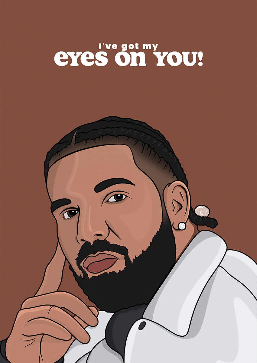 Goofcat Greetings - I've got my eyes on you I've Got My Eyes On You Drake Card Valentine's Day Card