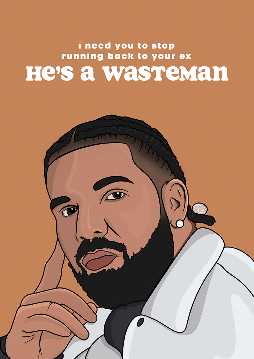 Goofcat Greetings - He's a wasteman Drake Wasteman Valentine's Day Card