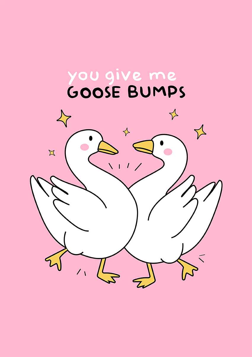 Goofcat Greetings - goose bumps Goose Bumps Valentine's Day Card