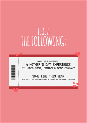 IOU Voucher for Mum Mother's Day Mothers Day